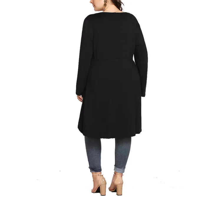 Plus Size V-neck Irregular Long-sleeved T-shirt Blouse