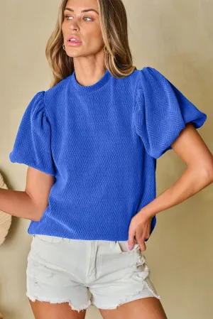 Puff Sleeve Mock Neck Blouse