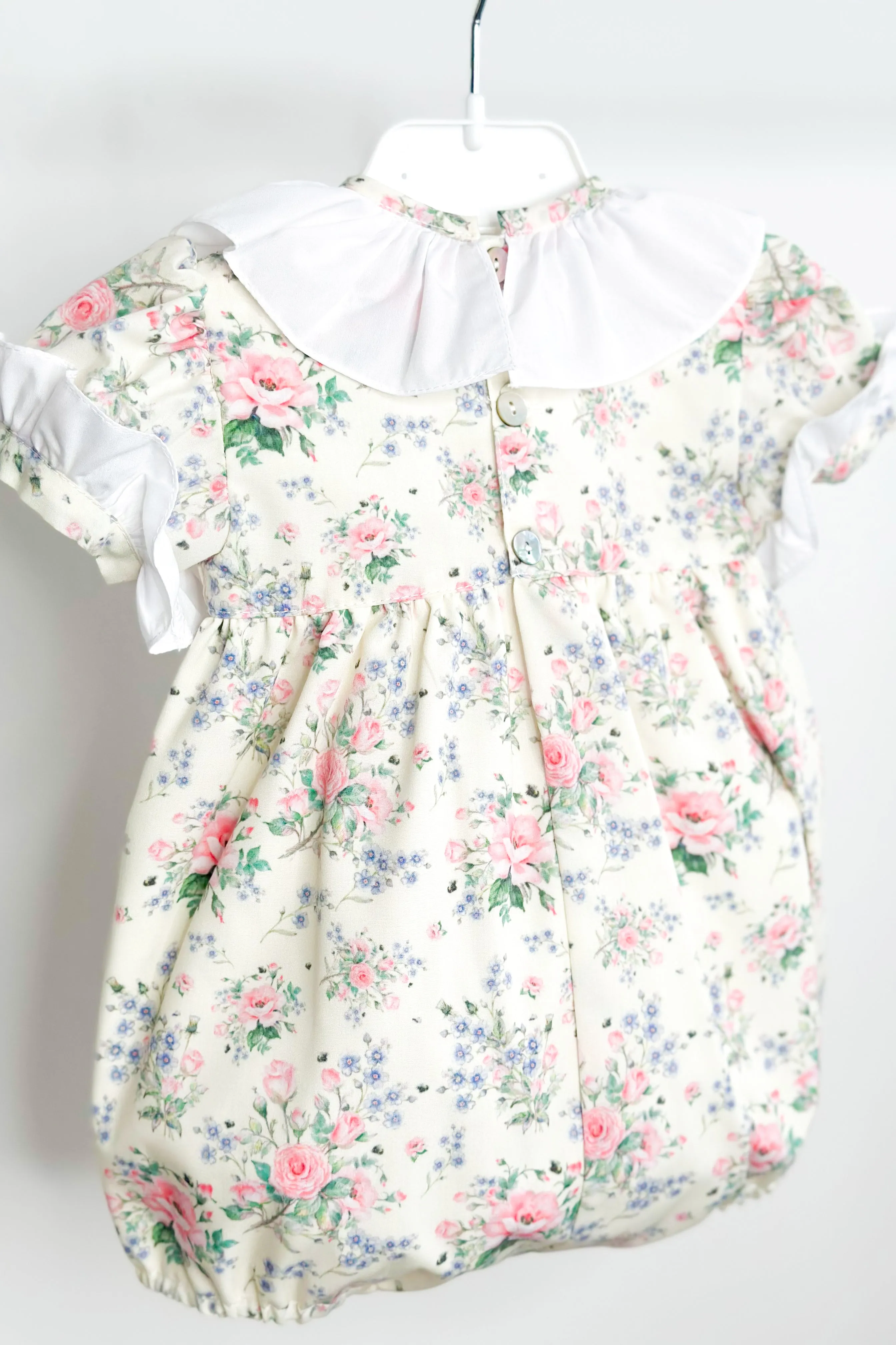 "Adelyn" Pale Lemon & Pink Vintage Floral Romper