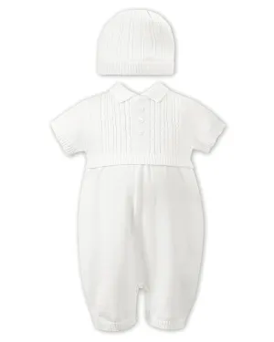 "Alex" Ivory Knit Romper & Hat