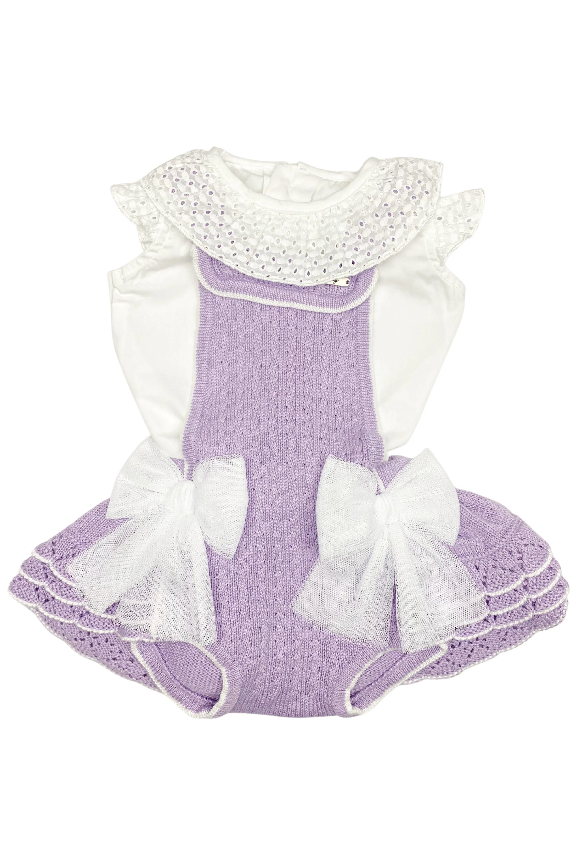 "Clara" Lilac Knit Dungaree Romper Set