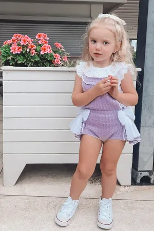 "Clara" Lilac Knit Dungaree Romper Set