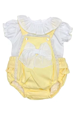 "Maisie" Lemon Dungaree Romper Set