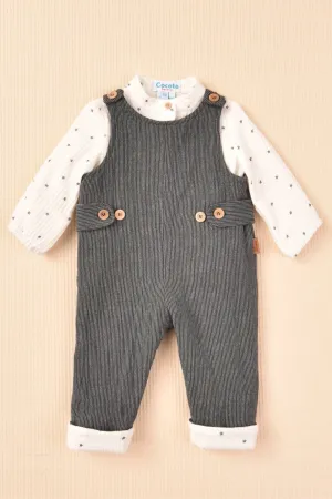 "Manuel" Star Print Shirt & Charcoal Dungarees