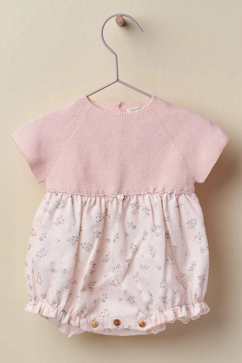 "Petra" Pink Half Knit Floral Romper