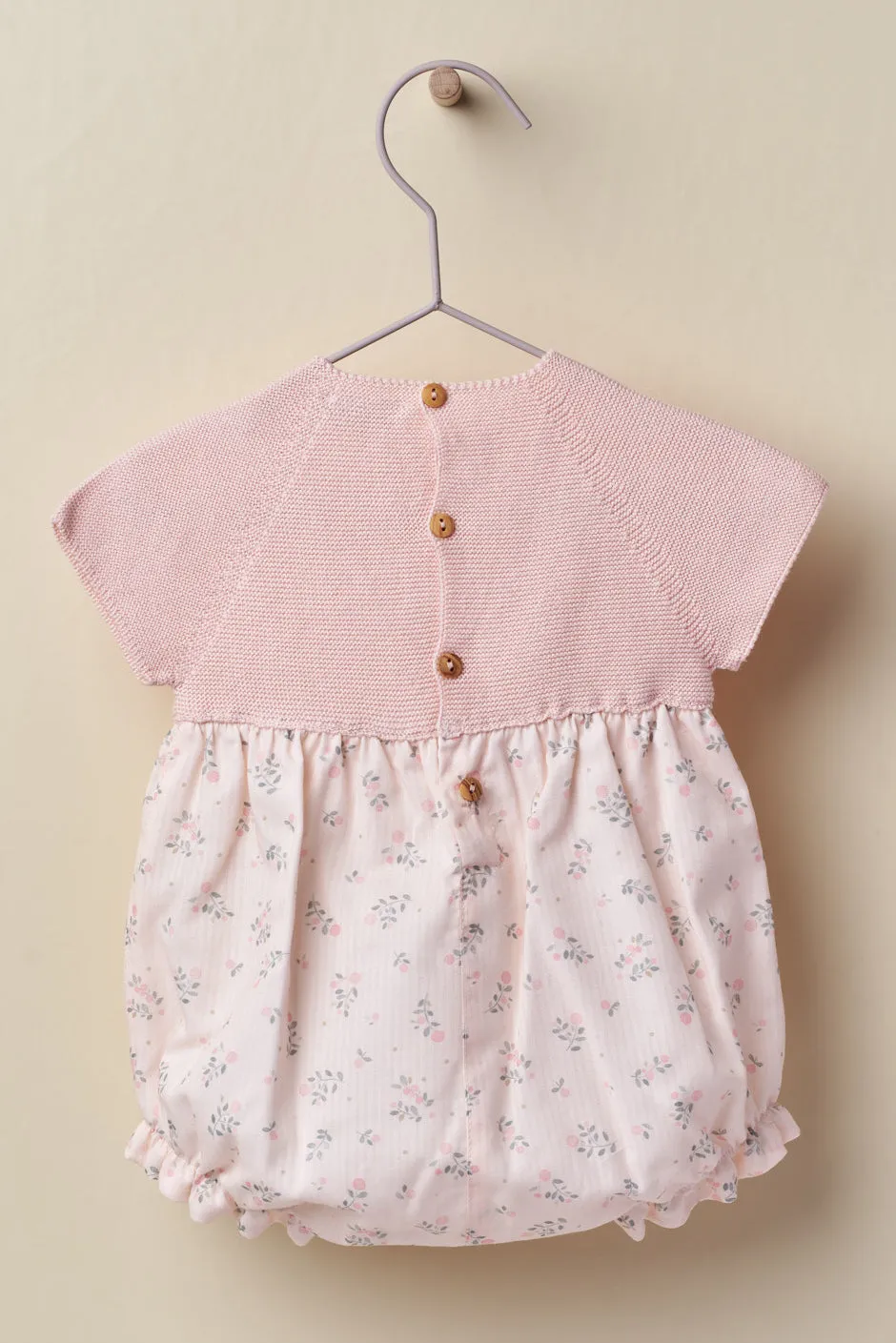 "Petra" Pink Half Knit Floral Romper
