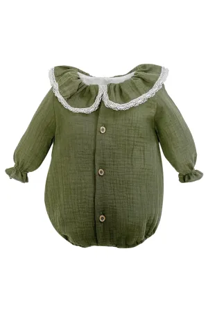 "Romy" Khaki Cheesecloth Romper