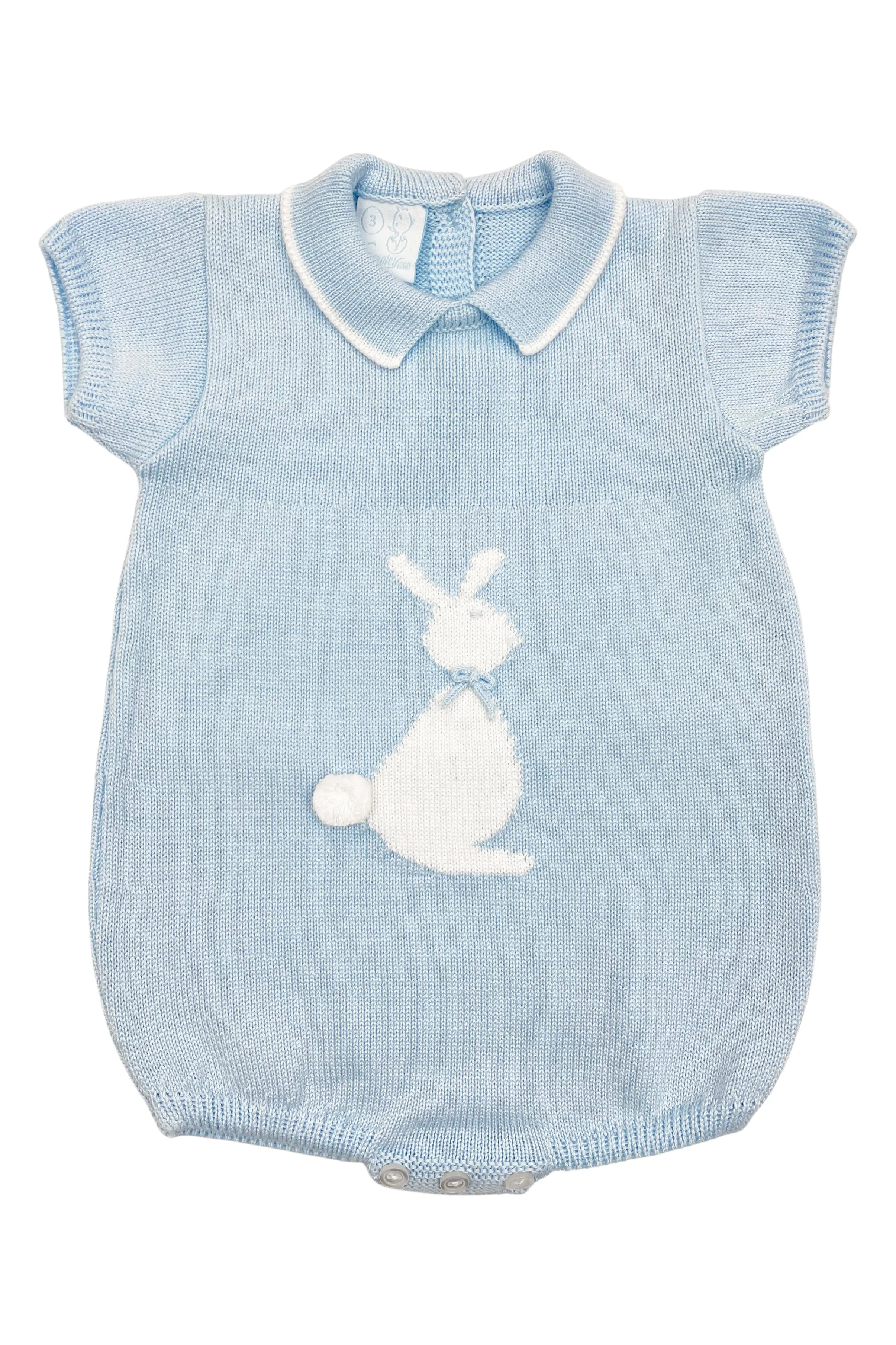 "Santi" Blue Knit Bunny Romper
