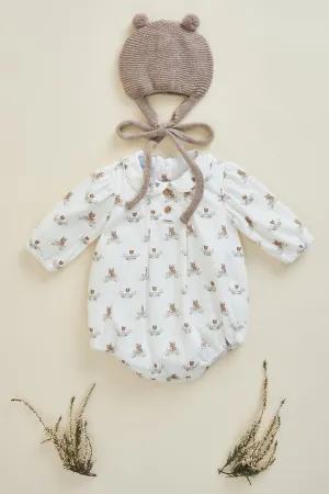 "Yogi" Beige Teddy Bear Romper