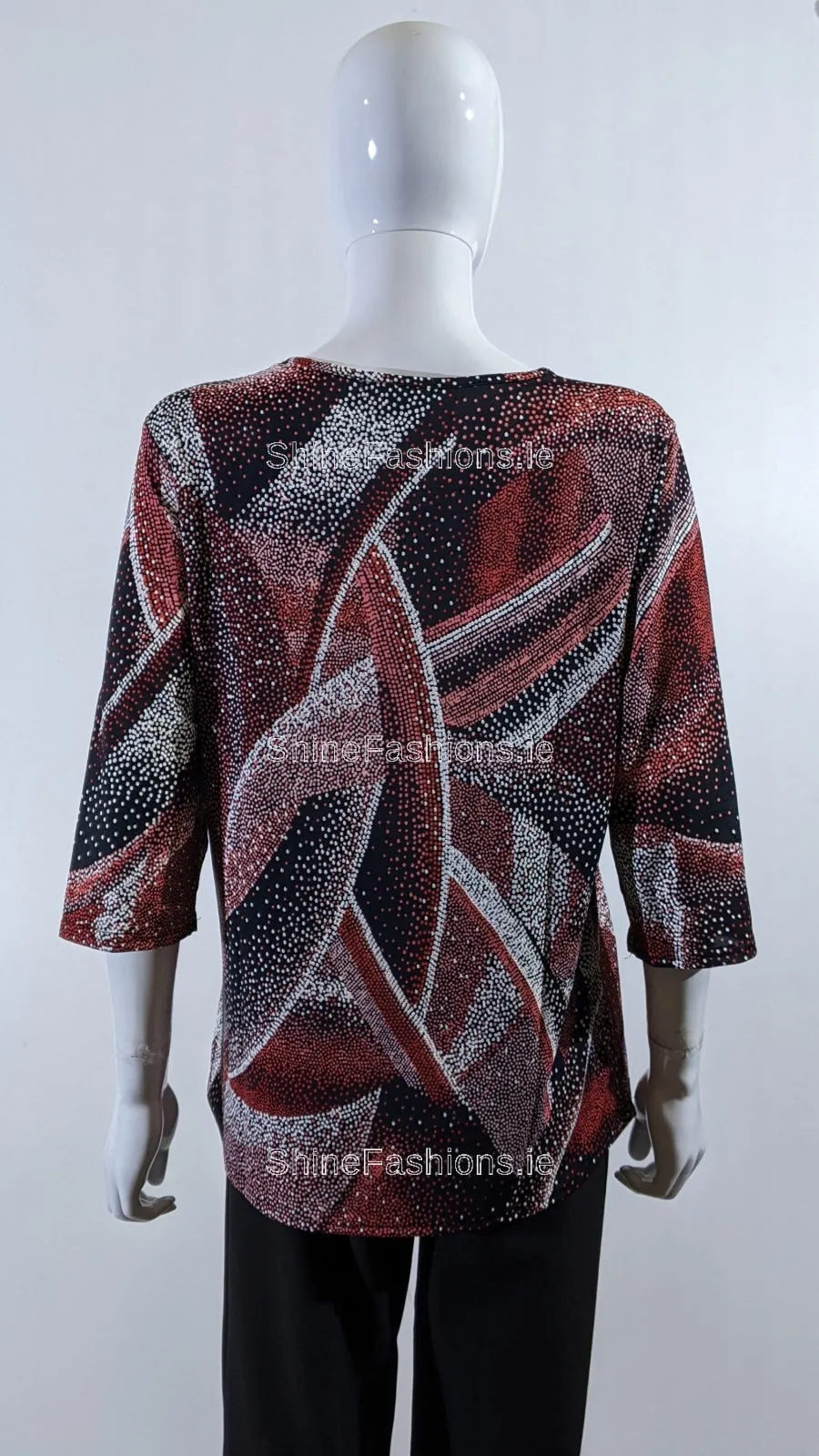 Red Spotted Pattern Round Neck Blouse Top