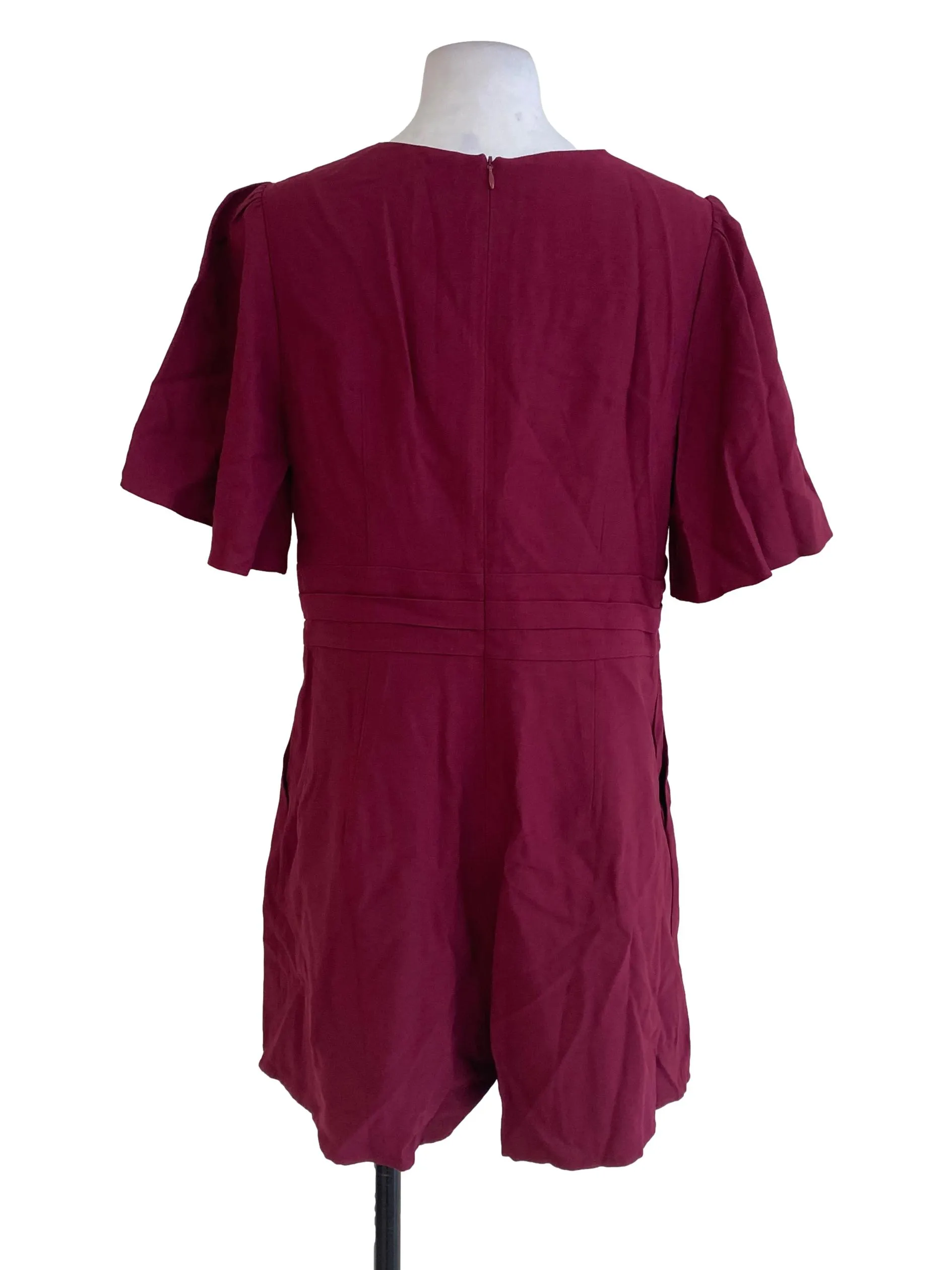 Red V Neck Rompers TWL