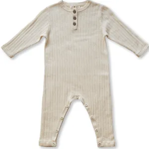 Ribbed Button Jumpsuit - Milk