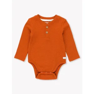 RuggedButts Rust Waffle Knit Henley Bodysuit