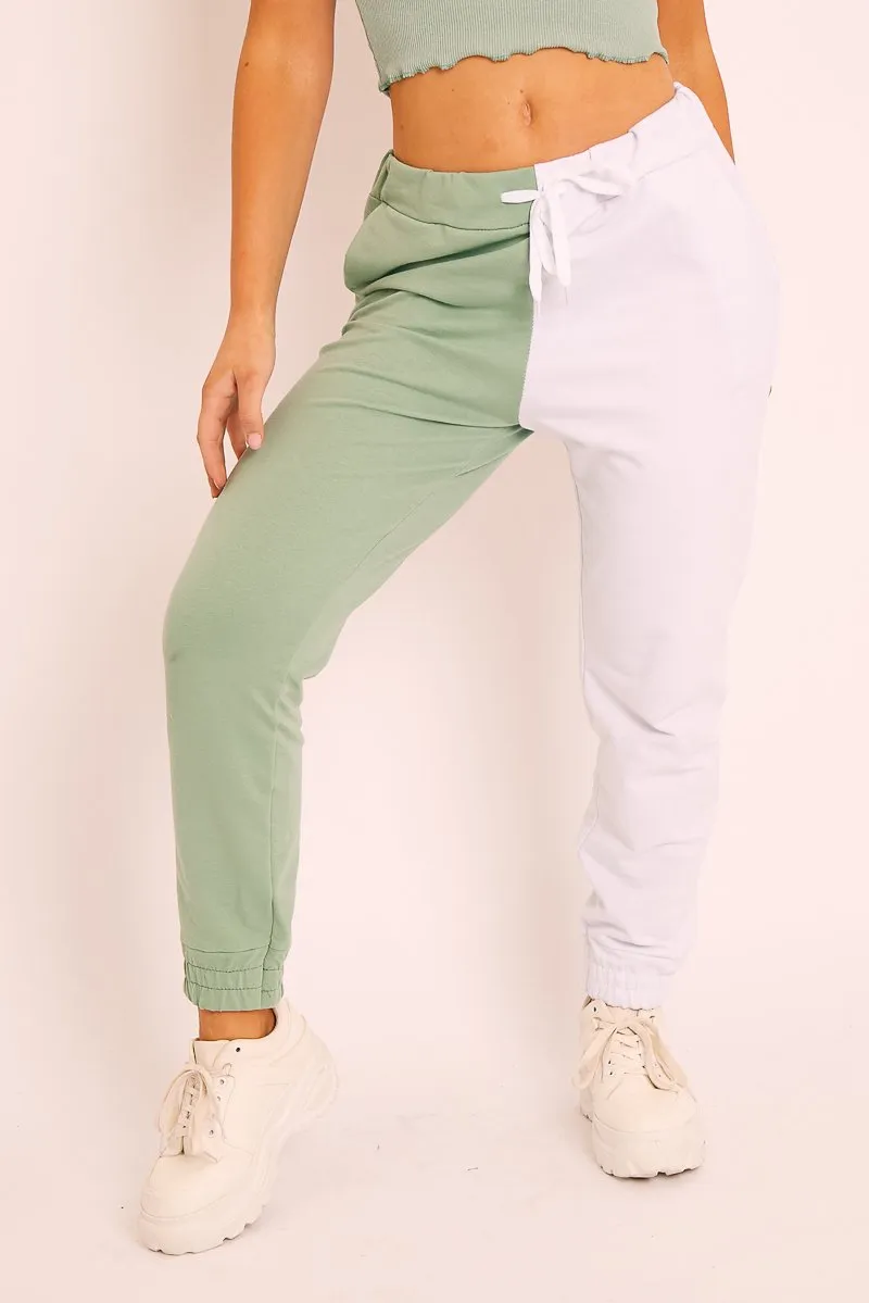 Sage Half White Elasticated Waist Joggers - Dasha