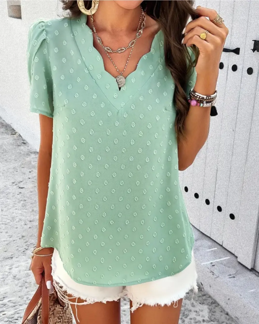 Sage V-Neck Blouse