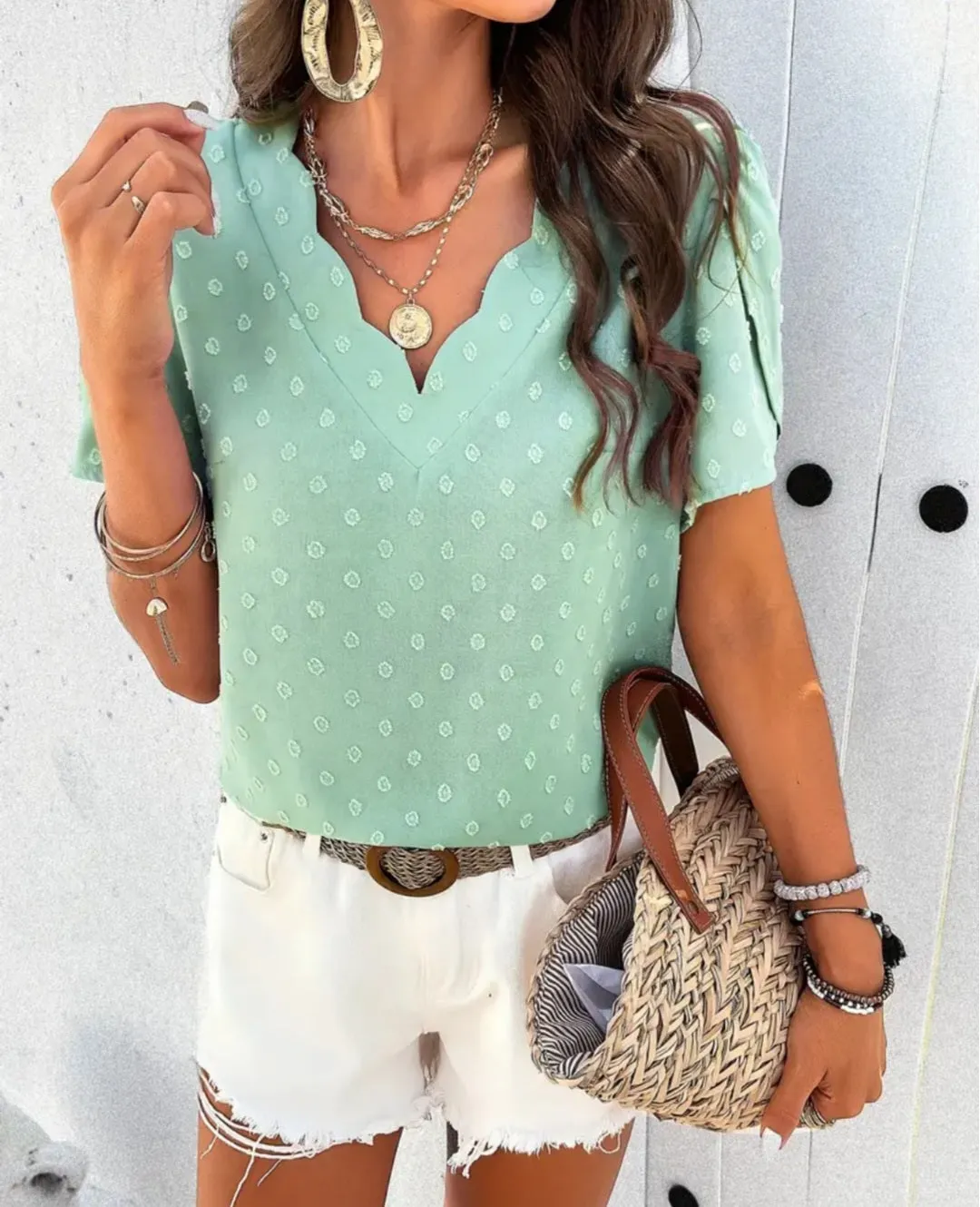 Sage V-Neck Blouse