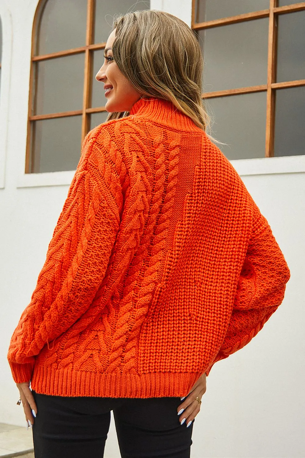 Salem cable-Knit Turtle Neck Long Sleeve Sweater