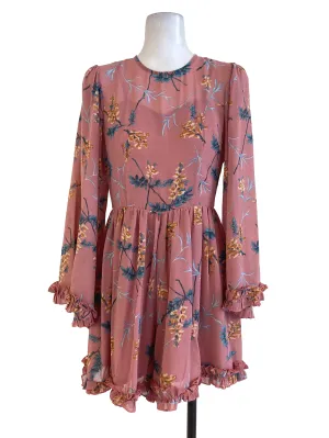Salmon Pink Flower Ruffled Rompers