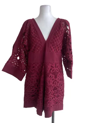 Scarlet Red Lace Off Shoulder Rompers