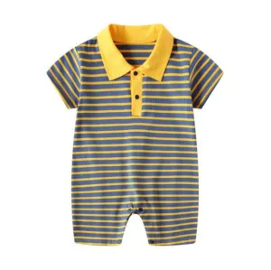 Short Sleeve Baby Romper Yellow