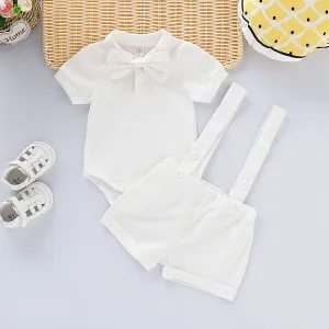 Short Sleeve Romper with Suspender Pant Set