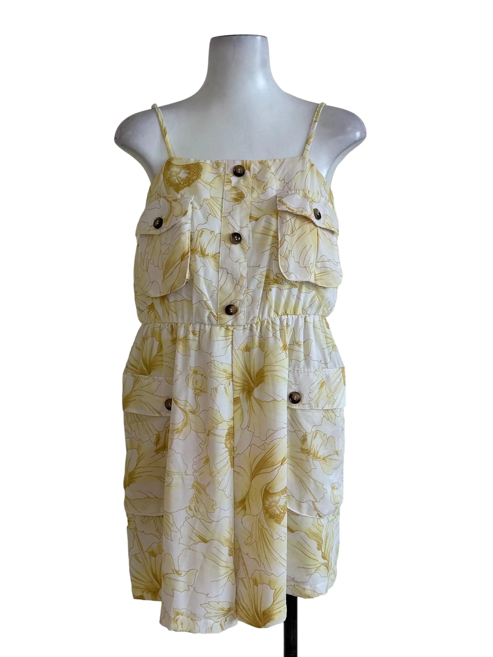 Soft Yellow Floral Button Rompers