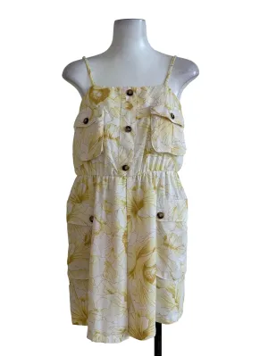 Soft Yellow Floral Button Rompers