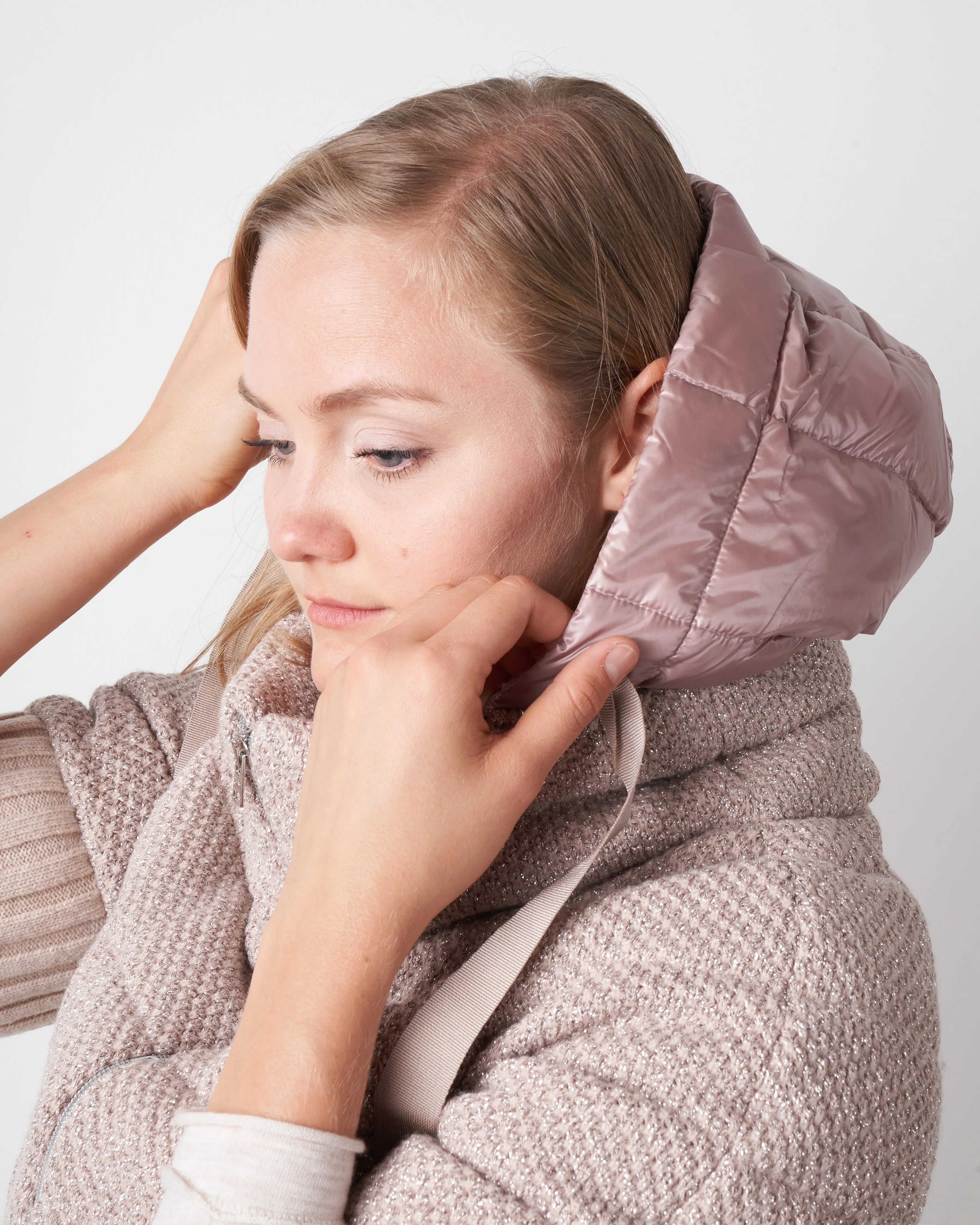 sparkly knit cap sleeve - blush