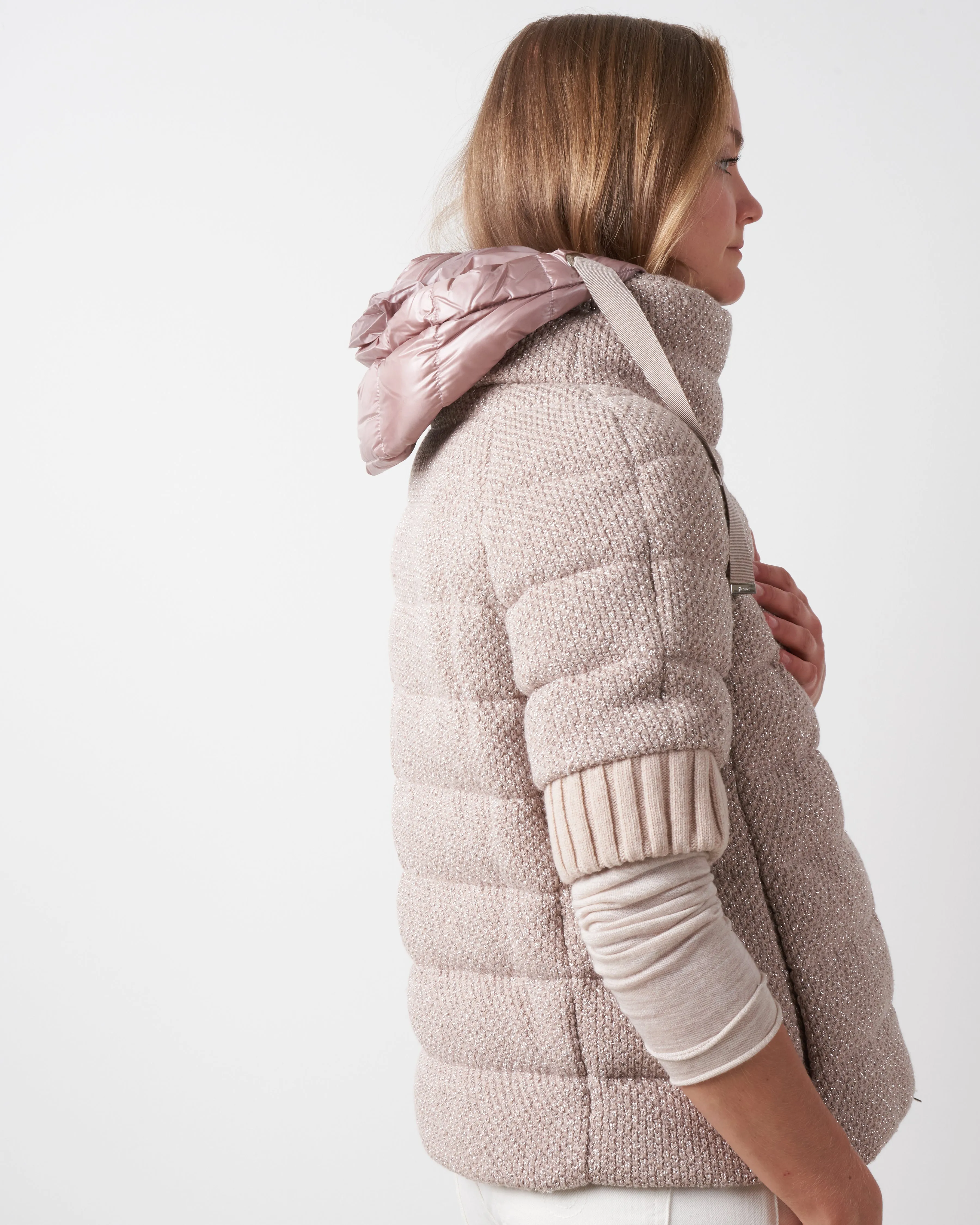 sparkly knit cap sleeve - blush