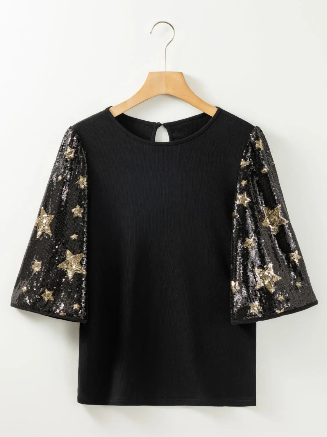 Starla Sequin Round Neck Half Sleeve Blouse