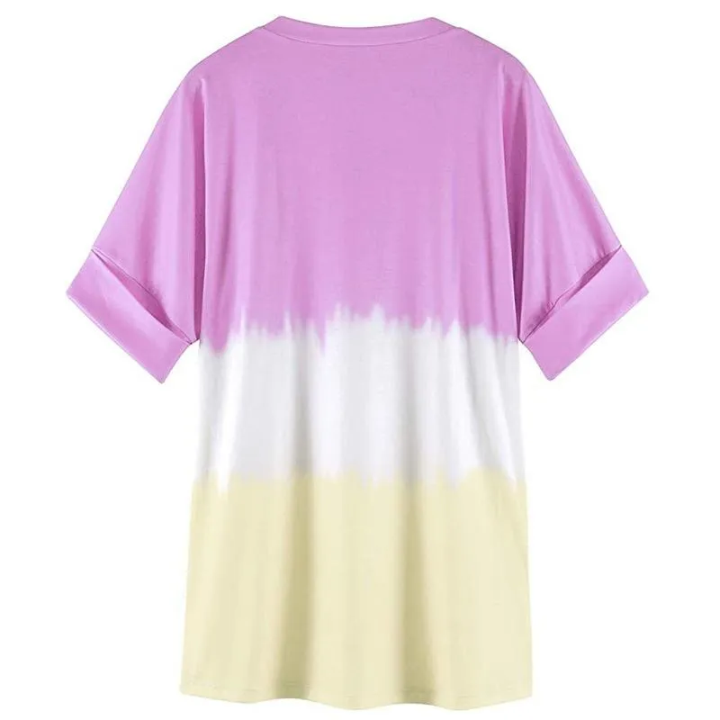 Summer Loose Dyed V Neck T Shirts