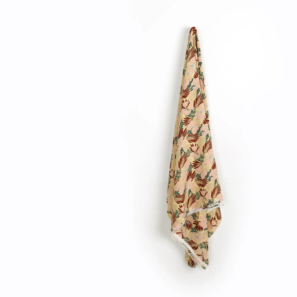 Tropical Leaves Double Georgette - Laguna Yellow