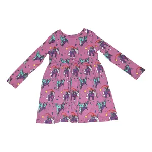 Unicorn Papillon Long Sleeve Dress in Orchid