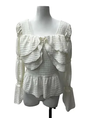 Waffle White Square Neck Top