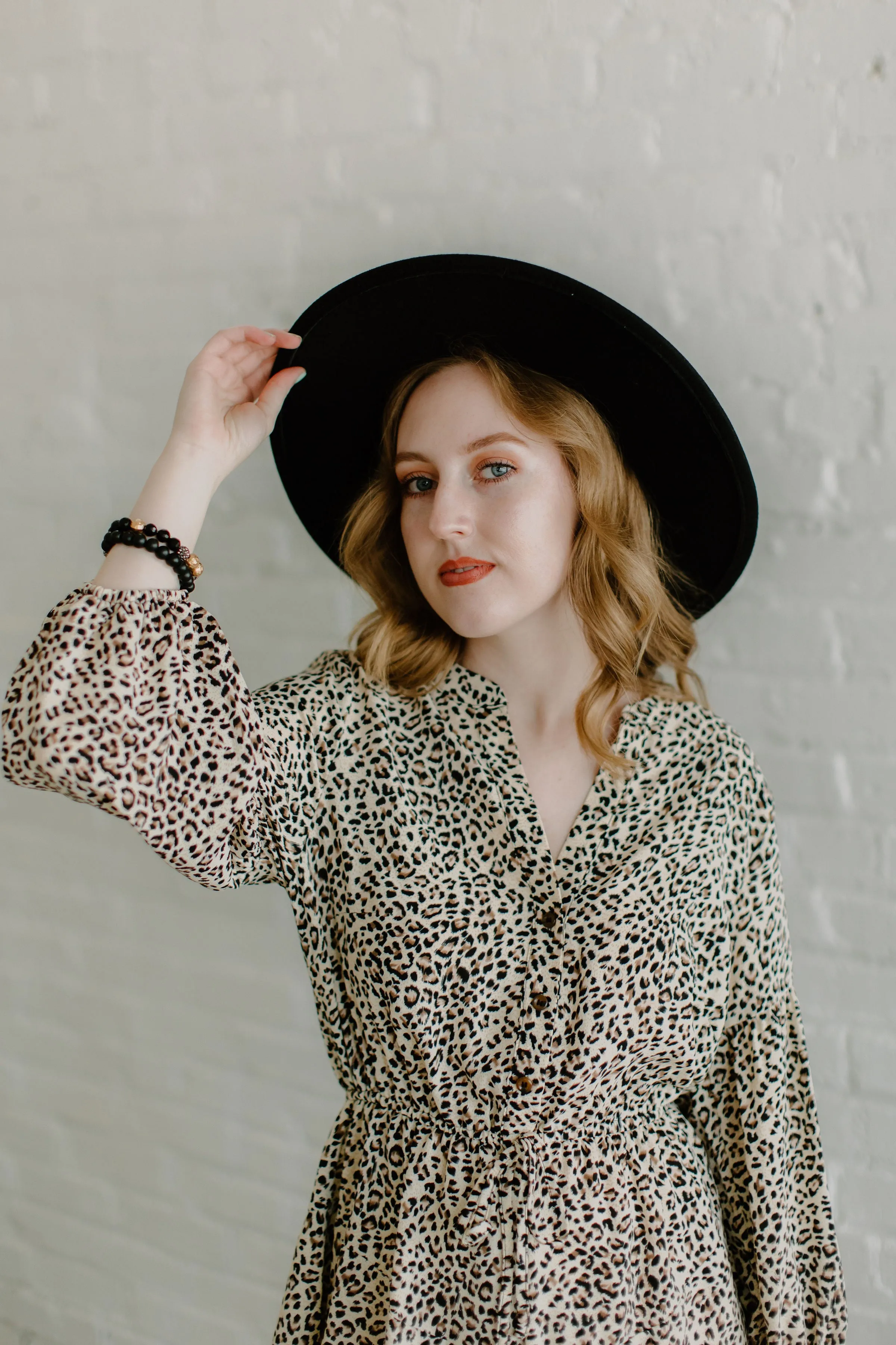 Where You Roam- Leopard Button Down Romper w/ Bubble Sleeves