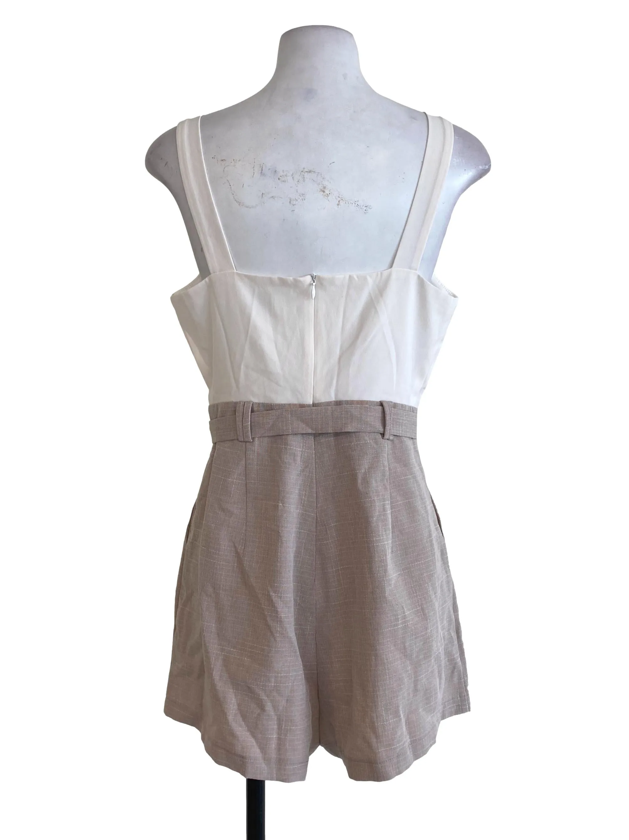 White Half Brown Rompers
