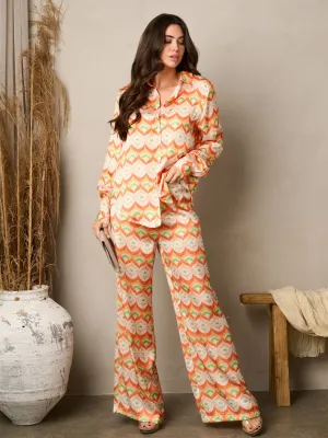 WOMEN'S LONG SLEEVE TOP & PANTS MULTI PRINT SET
