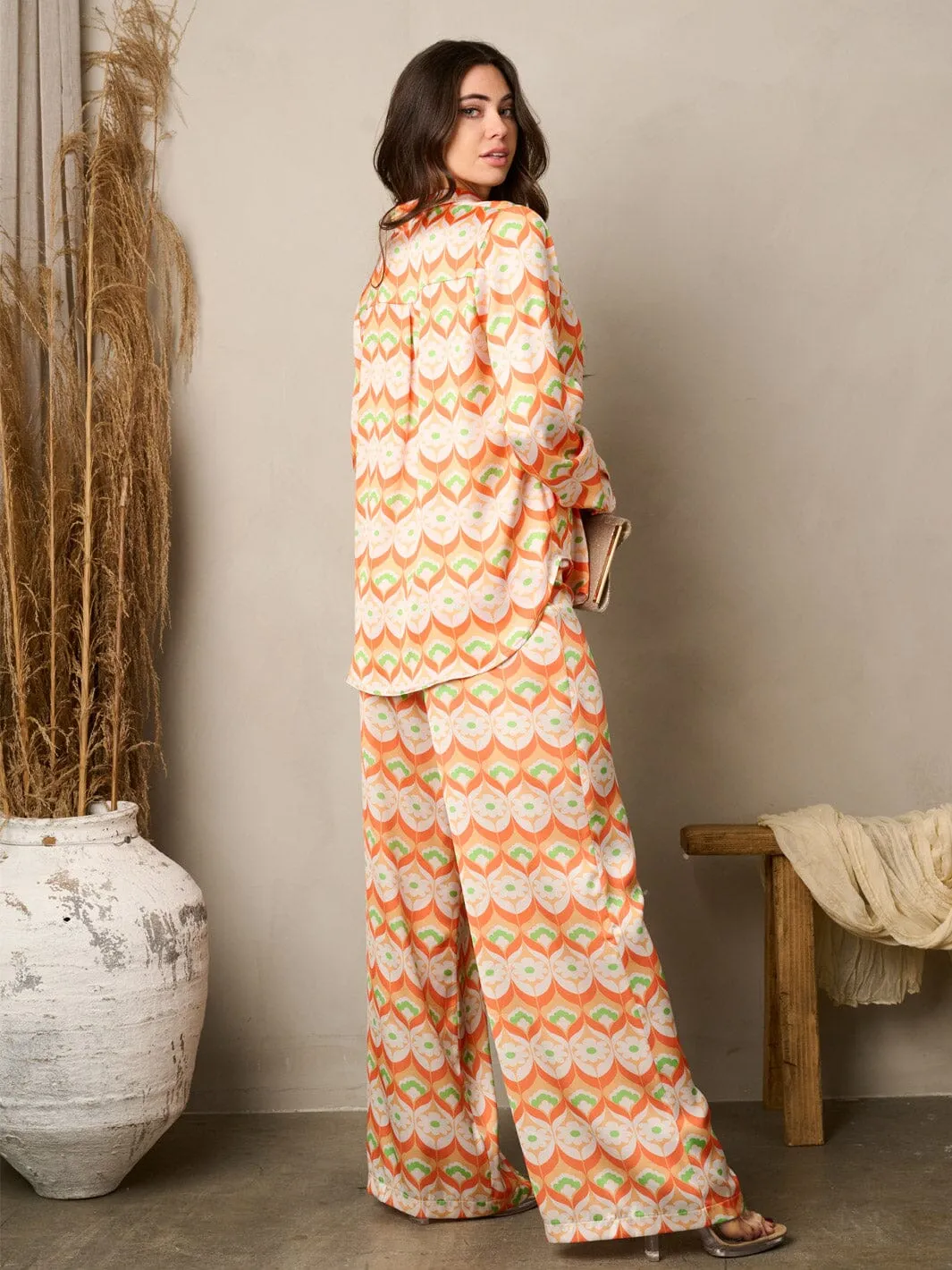 WOMEN'S LONG SLEEVE TOP & PANTS MULTI PRINT SET