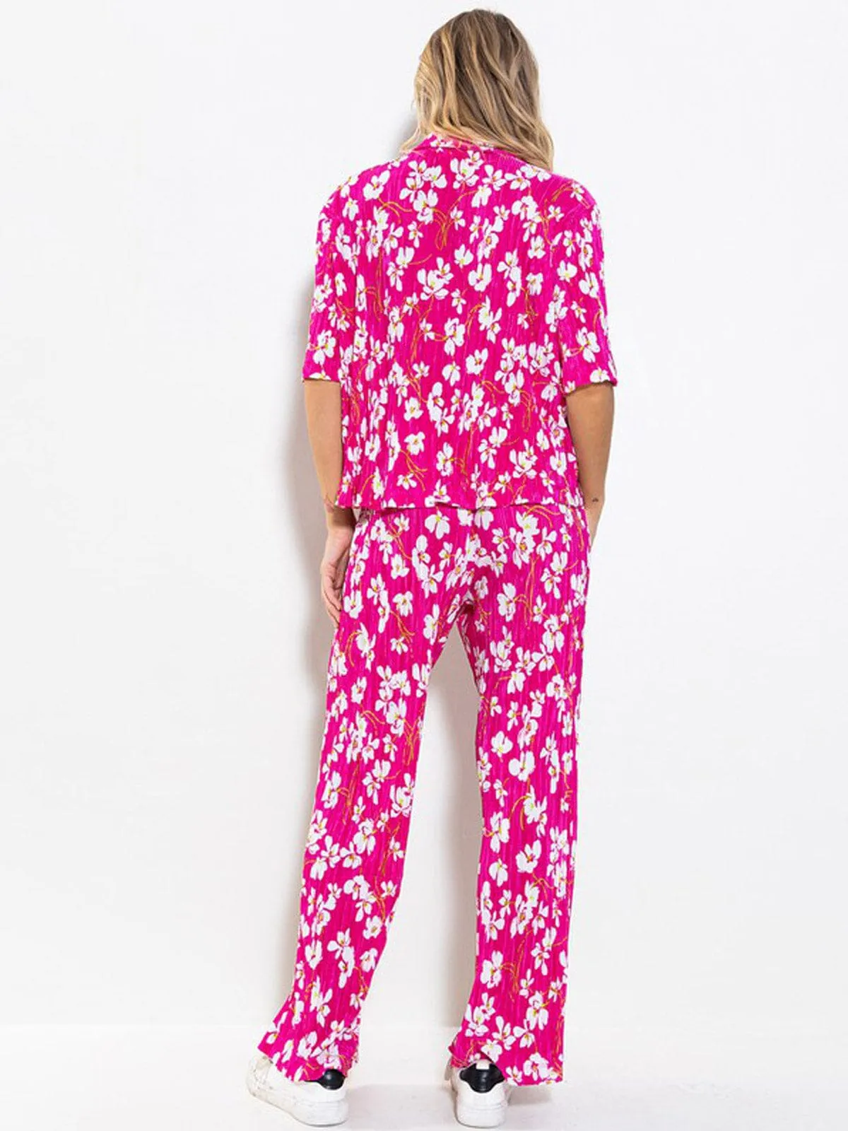 WOMEN'S SHORT SLEEVE TOP & HIGH WAIST PANTS 2PC. FLORAL SET