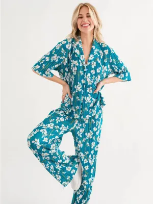 WOMEN'S SHORT SLEEVE TOP & HIGH WAIST PANTS 2PC. FLORAL SET