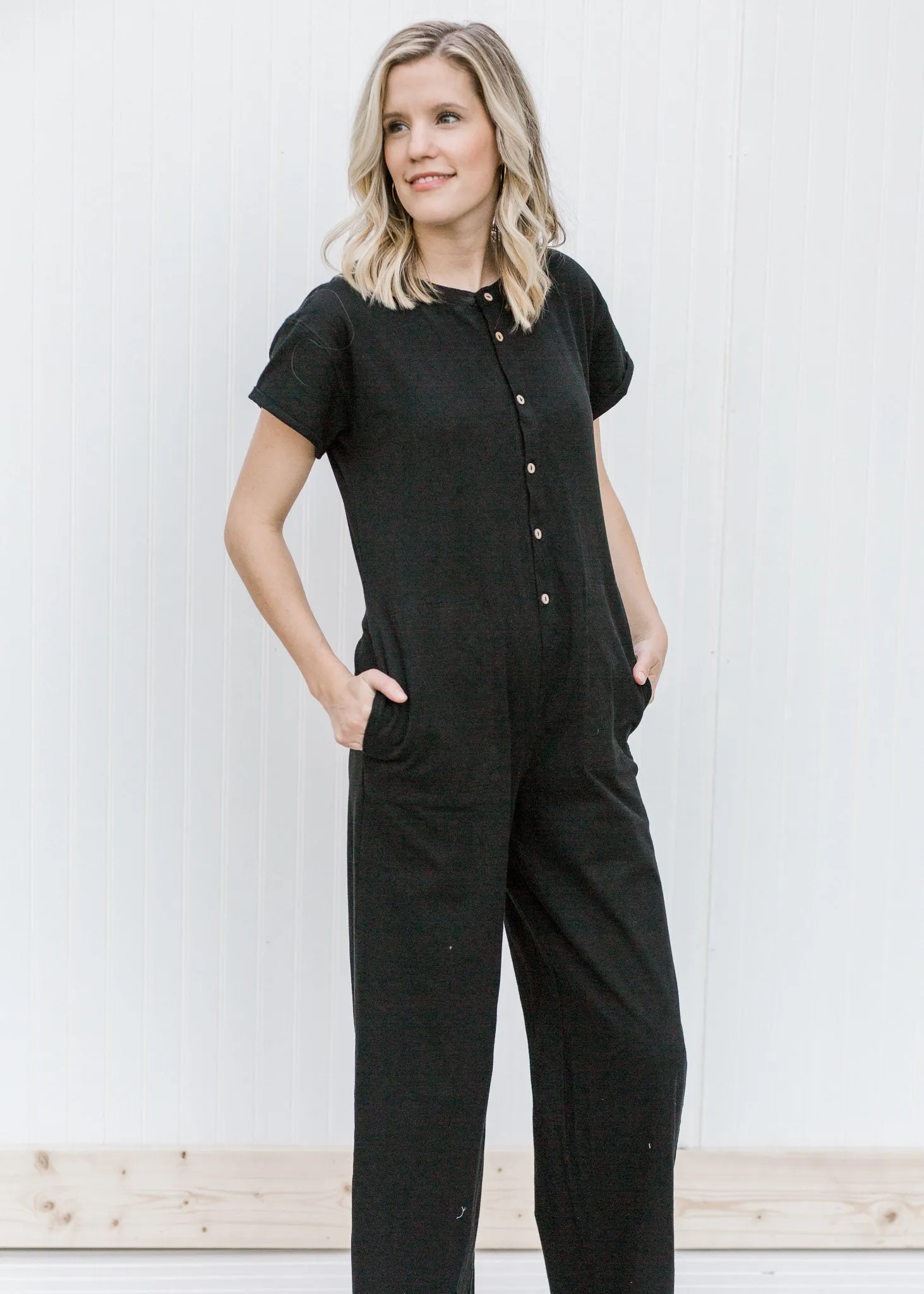 X Knit Button Jumpsuit