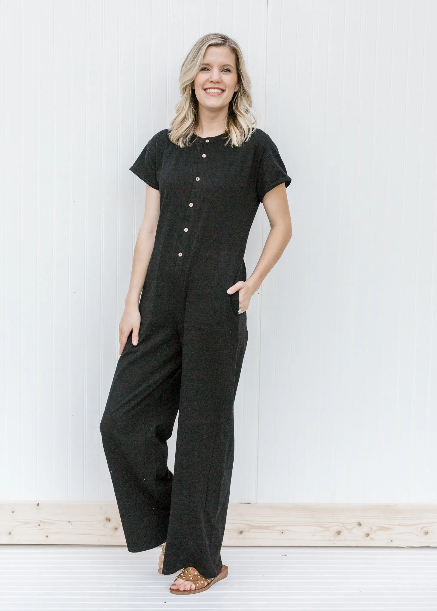 X Knit Button Jumpsuit