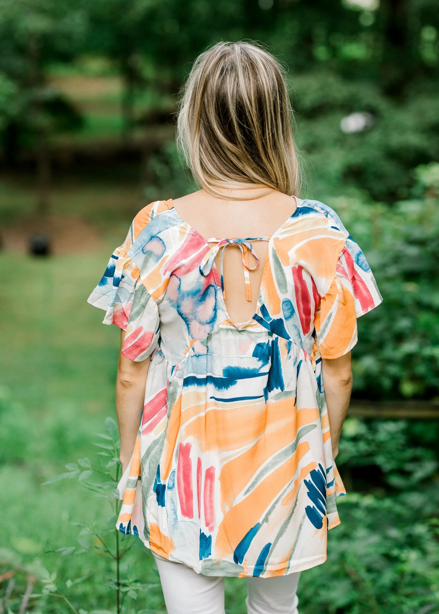 X Tangerine Print Top