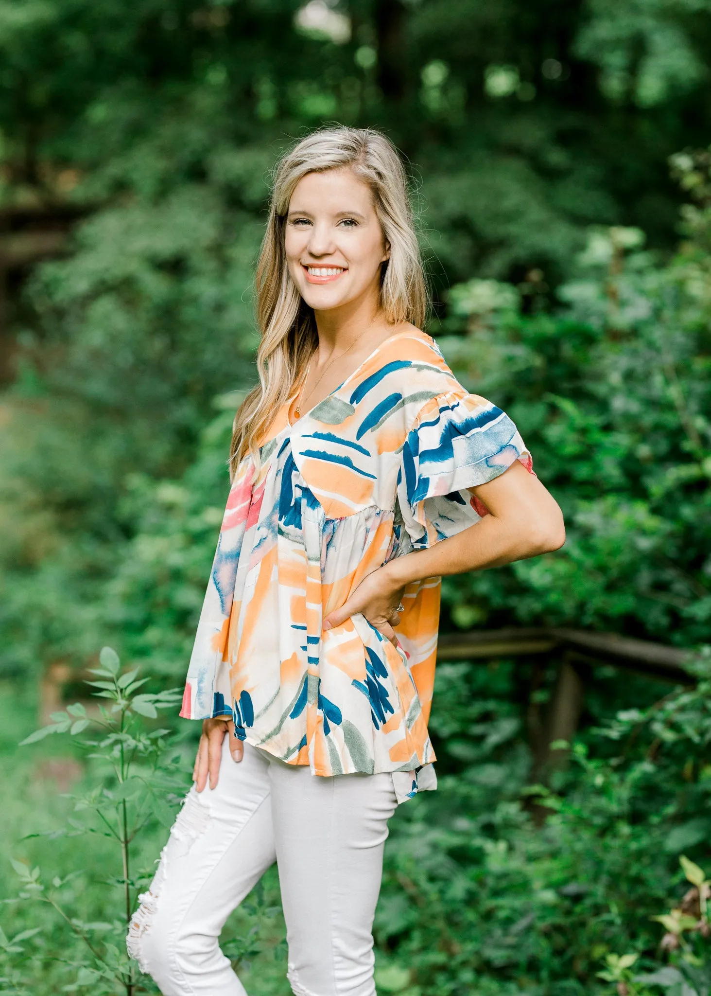 X Tangerine Print Top