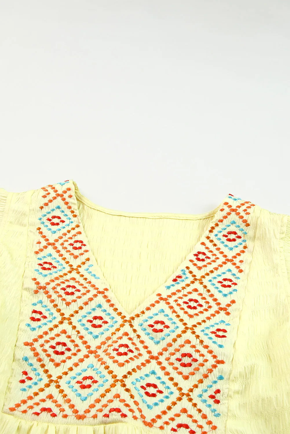 Yellow Geometric Ruffles Top